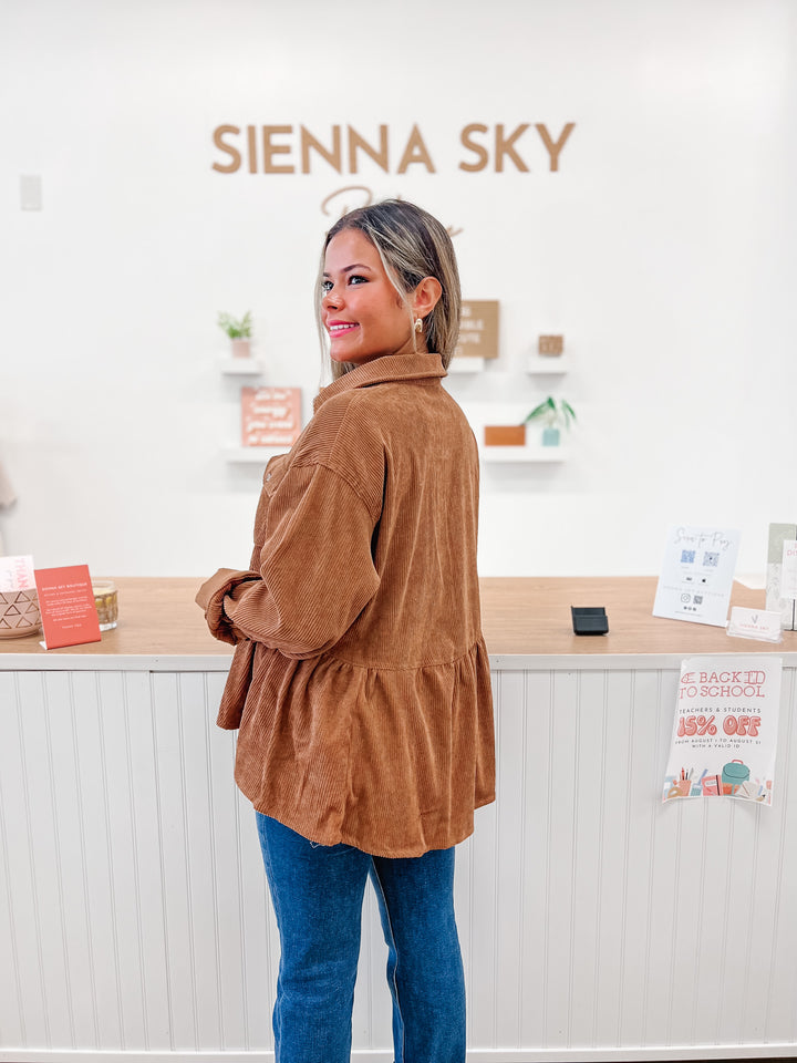 Waiting On You Shacket in Cinnamon - Sienna Sky Boutique