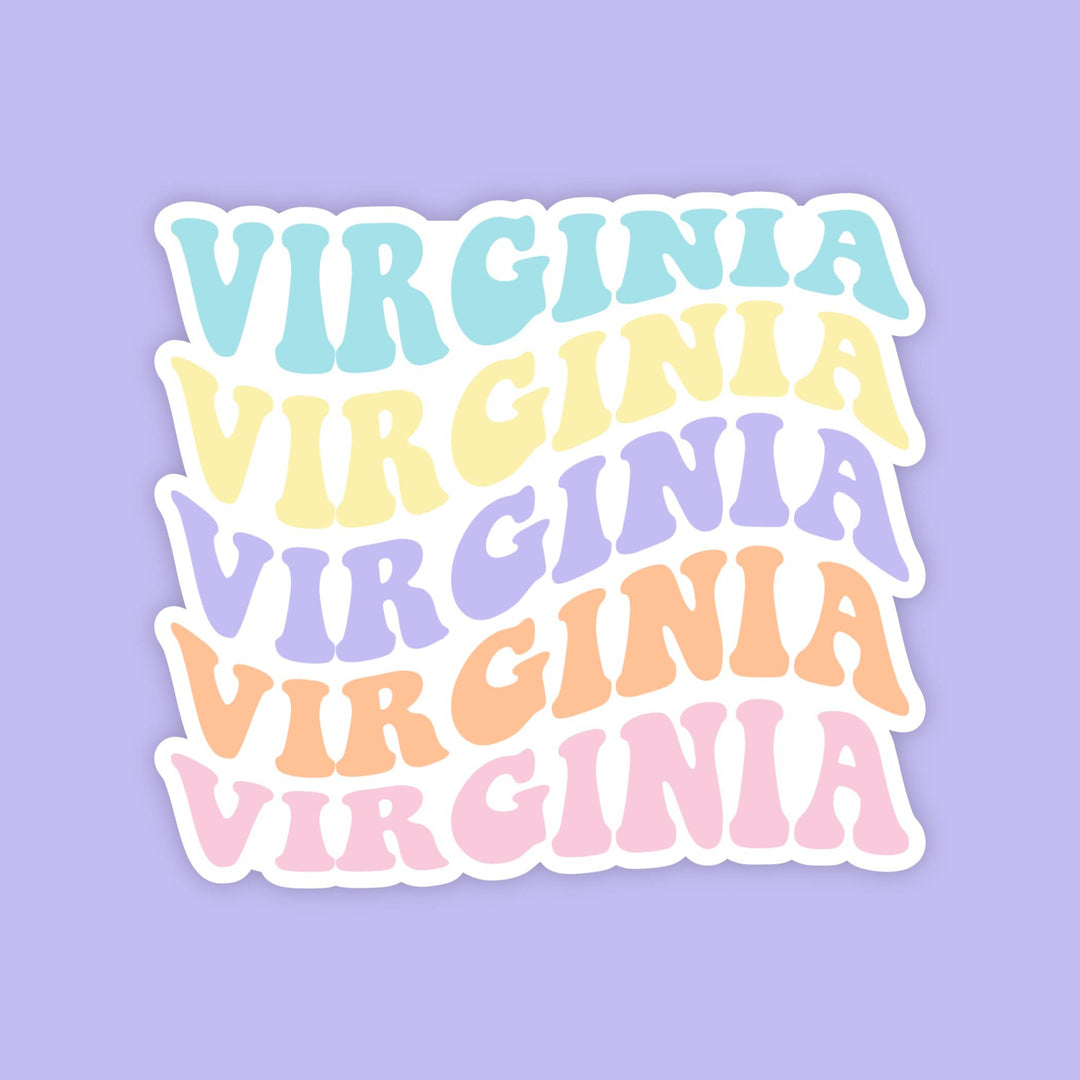 The State Stickers - Virginia Beachy Retro State Name Sticker - Sienna Sky Boutique