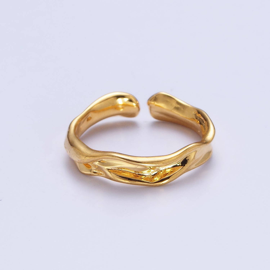 Aim Eternal - Minimalist Simple Gold Hammered Adjustable Ring - Sienna Sky Boutique