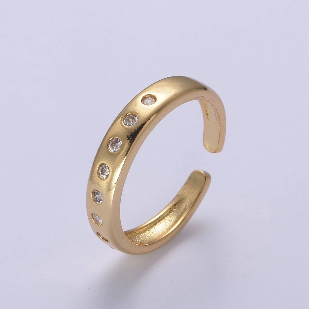 Aim Eternal - Clear/Multicolor CZ Crystal Minimalist Gold Geometric Ring - Sienna Sky Boutique