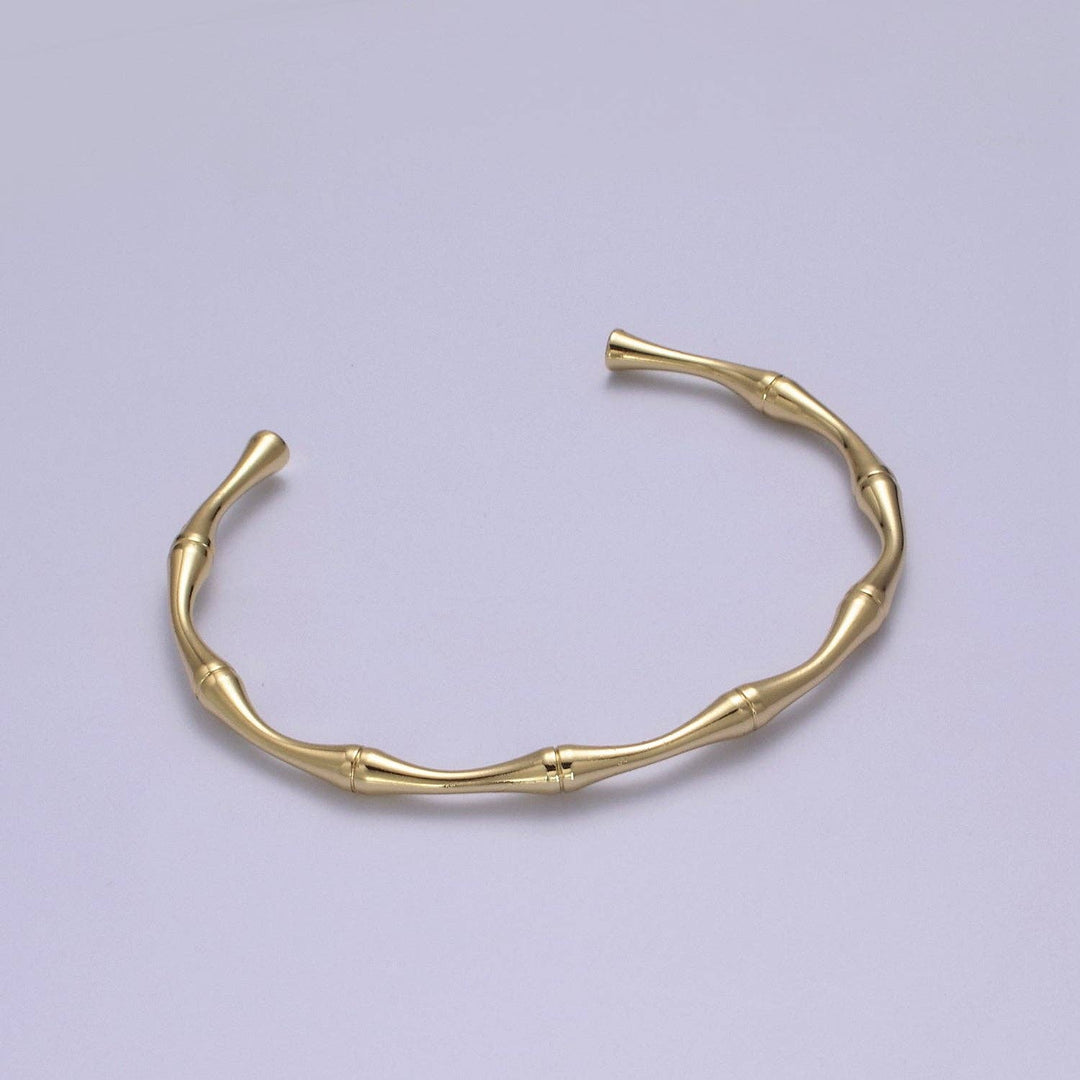 Aim Eternal - Dainty Gold bamboo bangle bracelet Open Cuff Bracelet Adjustable Stackable jewelry Wholesale Fashion Jewelry WA-696 - Sienna Sky Boutique