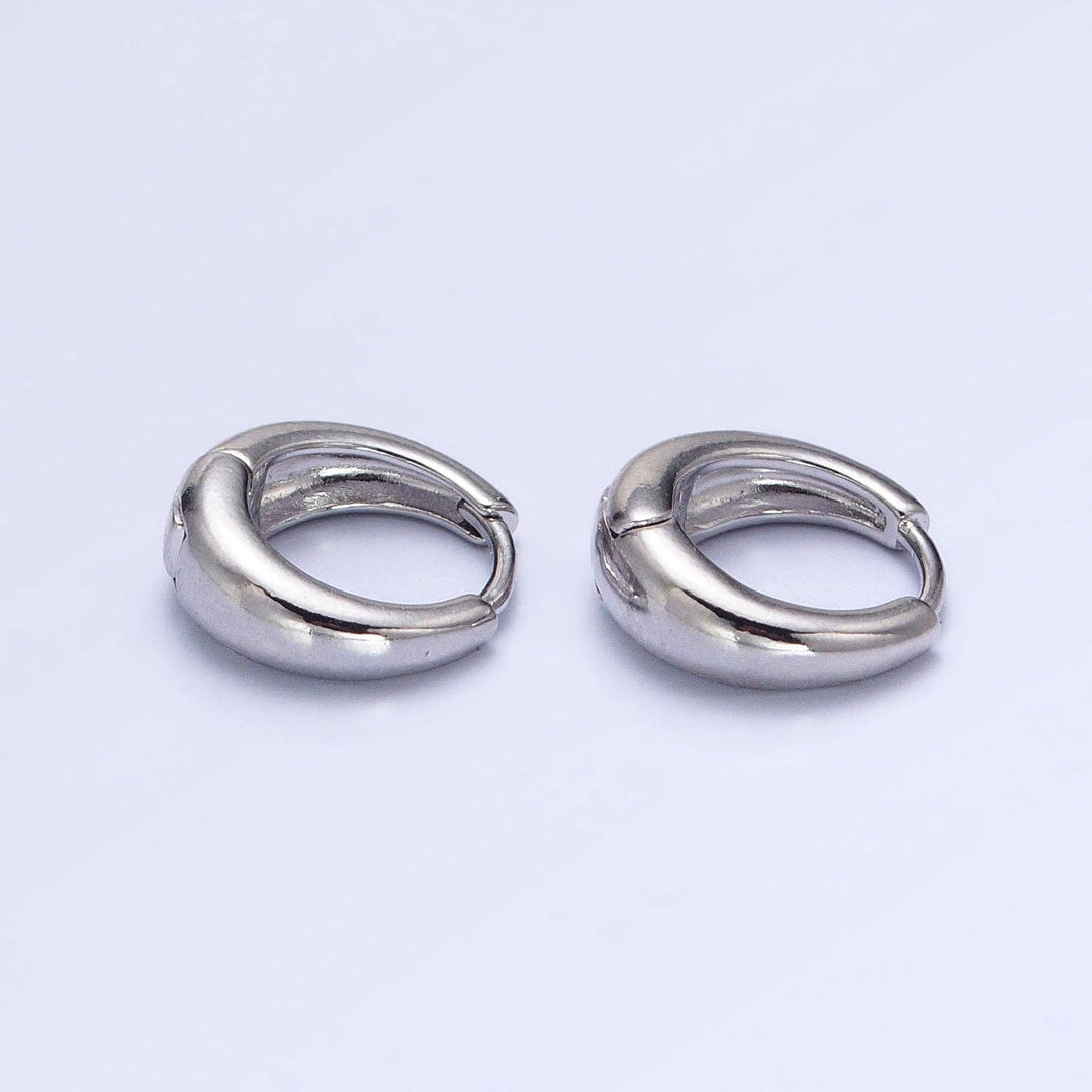 Aim Eternal - Dainty Silver Simple Minimalist 14mm Hoop Huggie Earrings - Sienna Sky Boutique