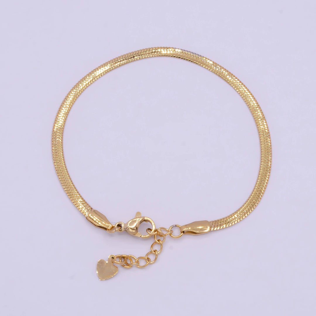 Aim Eternal - 3mm Gold Herringbone Snake Chain 6.5 Inch Bracelet for Woman - Sienna Sky Boutique