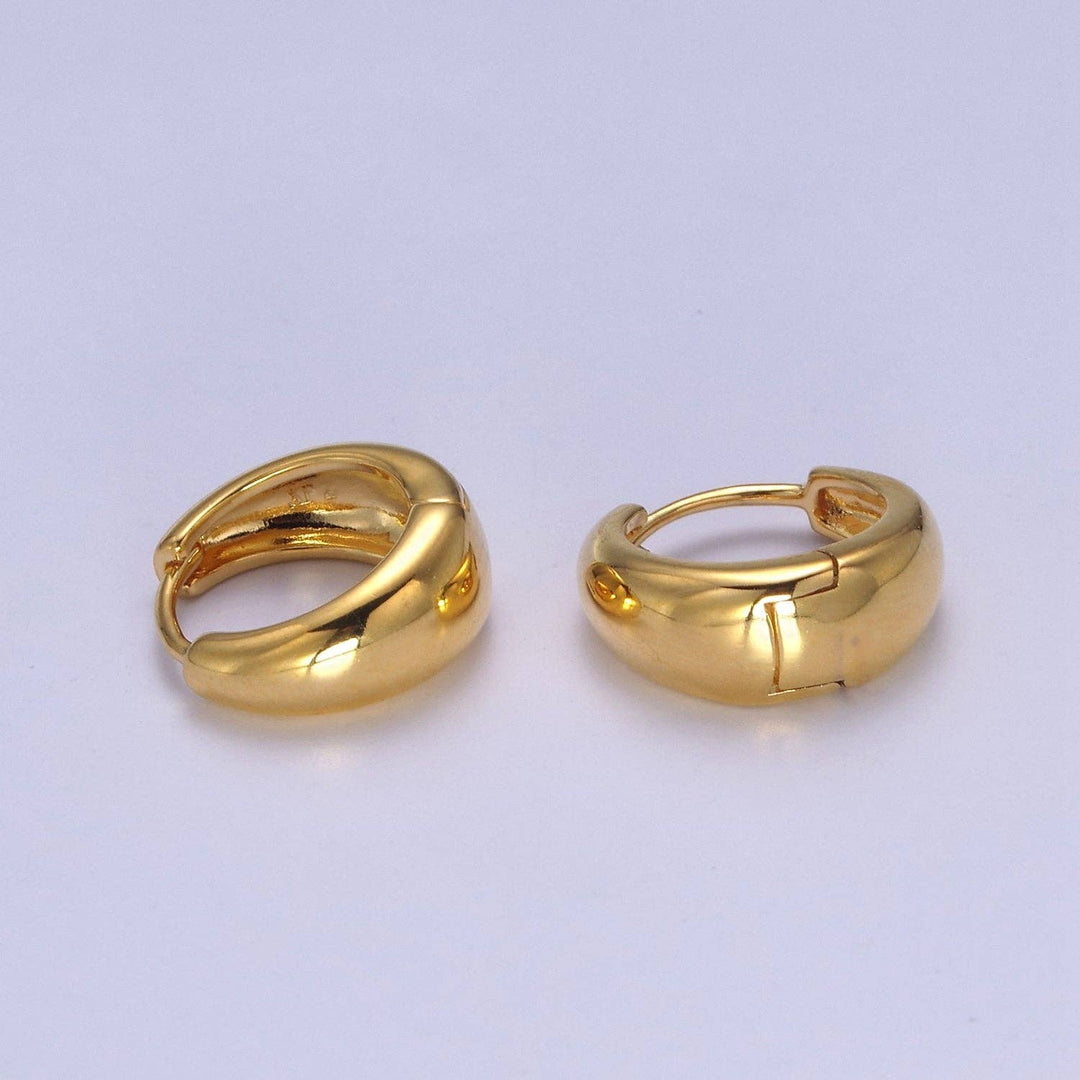 Aim Eternal - 24K Gold Filled DOME Hoops , Bold Gold Hoops Minimalist, L - Sienna Sky Boutique