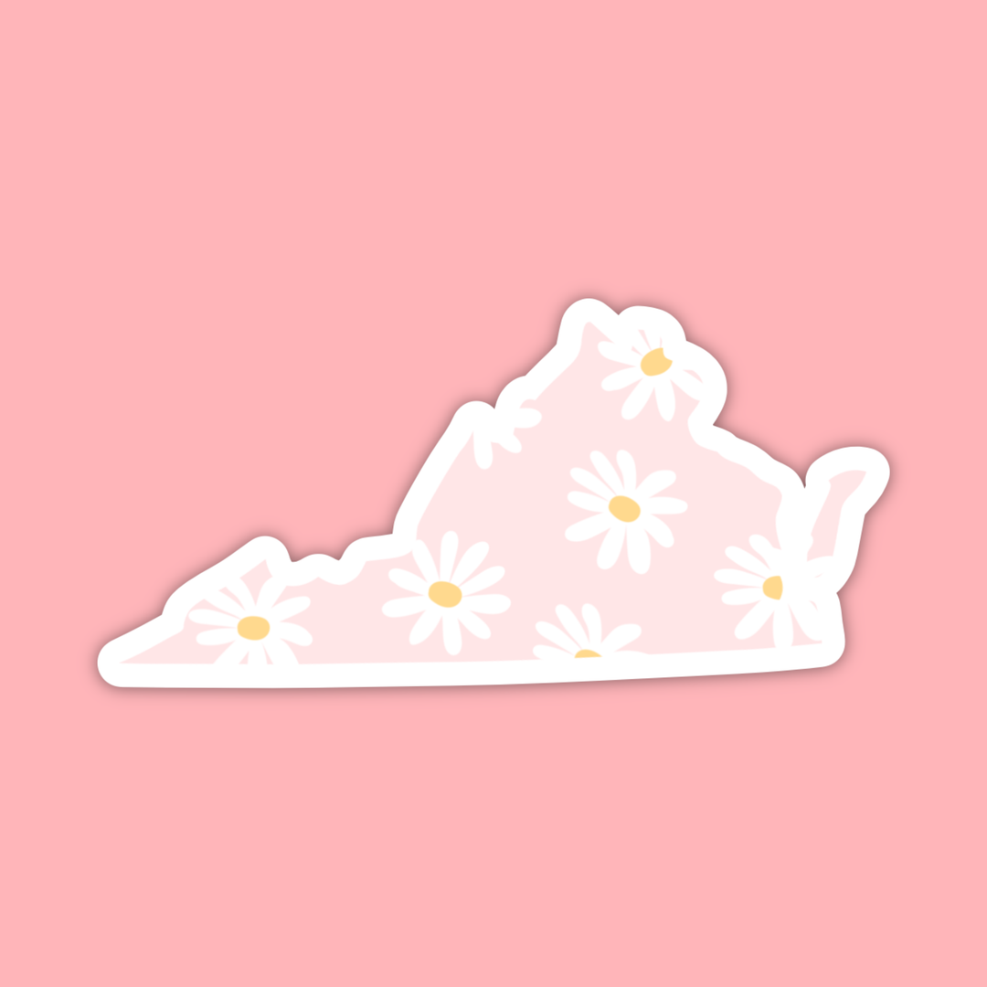 The State Stickers - Virginia Pink Daisy State Sticker - Sienna Sky Boutique