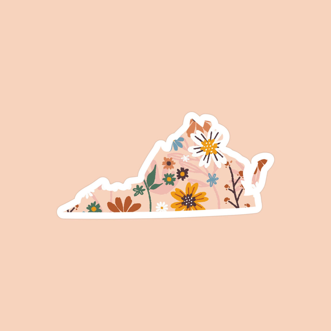 The State Stickers - Virginia Floral State Sticker - Sienna Sky Boutique