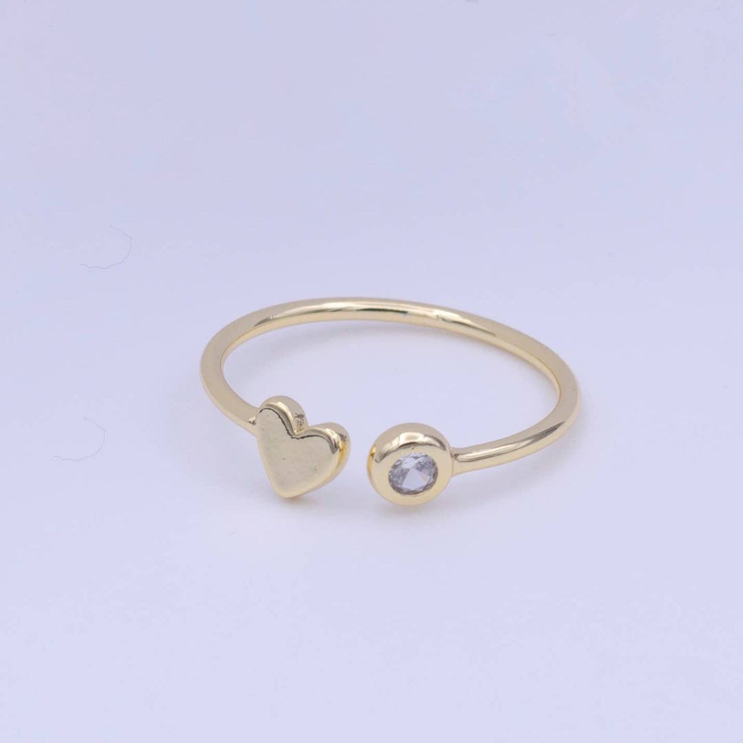 Aim Eternal - Unique Minimalist Heart & CZ Stone Adjustable Ring Y421 - Sienna Sky Boutique